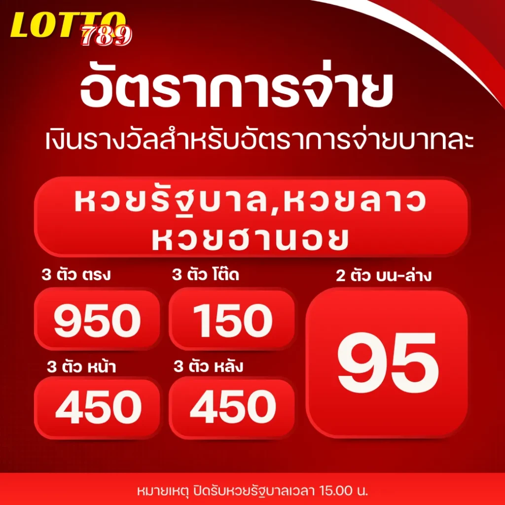 เว็บหวยออนไลน์ เว็บแทงหวย อัตราจ่ายสูงสุดบาทละ 950